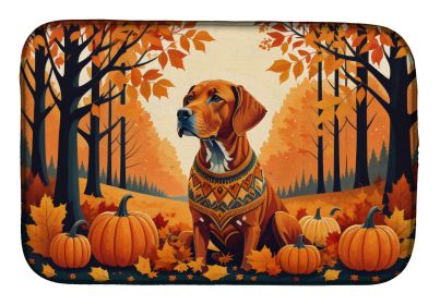 Vizsla Fall Dish Drying Mat Absorbent Dish Drying Mat Pad for Kitchen Counter Dish Drainer Mat for Countertop, 14 x 21, Multicolor