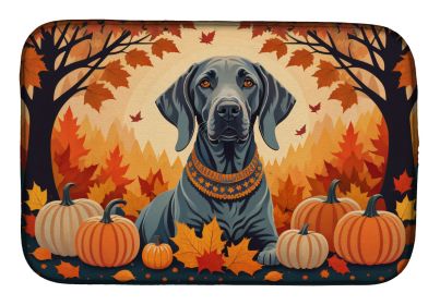 Weimaraner Fall Dish Drying Mat Absorbent Dish Drying Mat Pad for Kitchen Counter Dish Drainer Mat for Countertop, 14 x 21, Multicolor