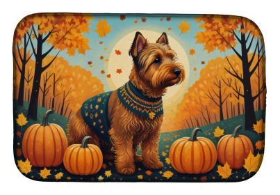 Welsh Terrier Fall Dish Drying Mat Absorbent Dish Drying Mat Pad for Kitchen Counter Dish Drainer Mat for Countertop, 14 x 21, Multicolor