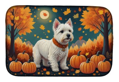 Westie Fall Dish Drying Mat Absorbent Dish Drying Mat Pad for Kitchen Counter Dish Drainer Mat for Countertop, 14 x 21, Multicolor