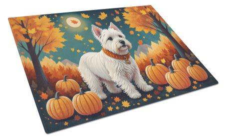 Westie Fall Glass Cutting Board Large Decorative Tempered Glass Kitchen Cutting and Serving Board Large Size Chopping Board