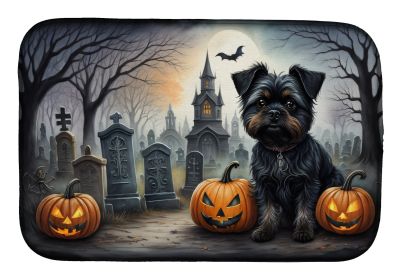 Affenpinscher Spooky Halloween Dish Drying Mat Absorbent Dish Drying Mat Pad for Kitchen Counter Dish Drainer Mat for Countertop, 14 x 21, Multicolor