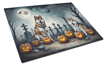 Akita Spooky Halloween Glass Cutting Board Large Decorative Tempered Glass Kitchen Cutting and Serving Board Large Size Chopping Board