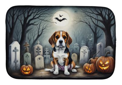 Beagle Spooky Halloween Dish Drying Mat Absorbent Dish Drying Mat Pad for Kitchen Counter Dish Drainer Mat for Countertop, 14 x 21, Multicolor