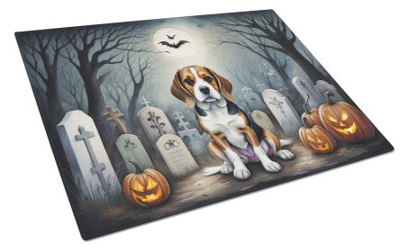 Beagle Spooky Halloween Glass Cutting Board Large Decorative Tempered Glass Kitchen Cutting and Serving Board Large Size Chopping Board