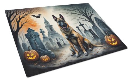 Belgian Malinois Spooky Halloween Glass Cutting Board Large Decorative Tempered Glass Kitchen Cutting and Serving Board Large Size Chopping Board