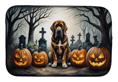 Bloodhound Spooky Halloween Dish Drying Mat Absorbent Dish Drying Mat Pad for Kitchen Counter Dish Drainer Mat for Countertop, 14 x 21, Multicolor