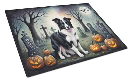 Border Collie Spooky Halloween Glass Cutting Board Large Decorative Tempered Glass Kitchen Cutting and Serving Board Large Size Chopping Board