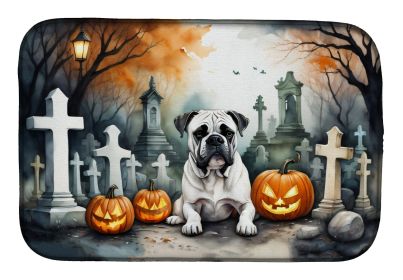 Boxer Spooky Halloween Dish Drying Mat Absorbent Dish Drying Mat Pad for Kitchen Counter Dish Drainer Mat for Countertop, 14 x 21, Multicolor