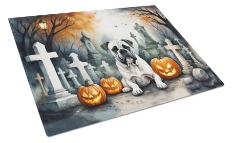Boxer Spooky Halloween Glass Cutting Board Large Decorative Tempered Glass Kitchen Cutting and Serving Board Large Size Chopping Board