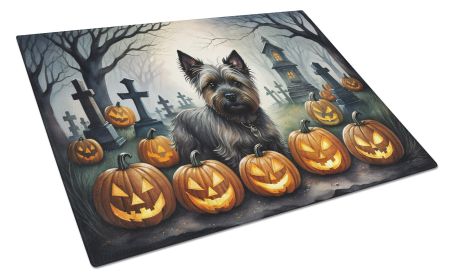 Cairn Terrier Spooky Halloween Glass Cutting Board Large Decorative Tempered Glass Kitchen Cutting and Serving Board Large Size Chopping Board