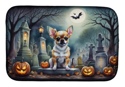 Chihuahua Spooky Halloween Dish Drying Mat Absorbent Dish Drying Mat Pad for Kitchen Counter Dish Drainer Mat for Countertop, 14 x 21, Multicolor