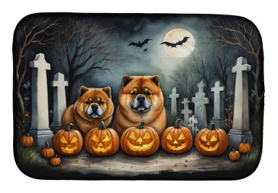 Chow Chow Spooky Halloween Dish Drying Mat Absorbent Dish Drying Mat Pad for Kitchen Counter Dish Drainer Mat for Countertop, 14 x 21, Multicolor