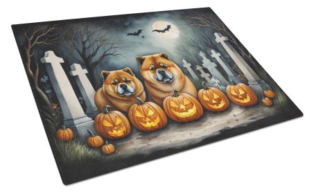 Chow Chow Spooky Halloween Glass Cutting Board Large Decorative Tempered Glass Kitchen Cutting and Serving Board Large Size Chopping Board