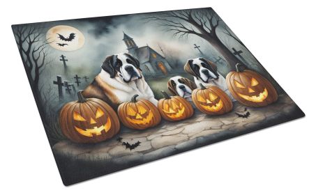 Saint Bernard Spooky Halloween Glass Cutting Board Large Decorative Tempered Glass Kitchen Cutting and Serving Board Large Size Chopping Board
