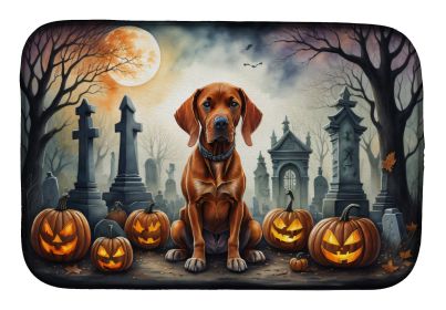 Vizsla Spooky Halloween Dish Drying Mat Absorbent Dish Drying Mat Pad for Kitchen Counter Dish Drainer Mat for Countertop, 14 x 21, Multicolor