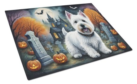 Westie Spooky Halloween Glass Cutting Board Large Decorative Tempered Glass Kitchen Cutting and Serving Board Large Size Chopping Board