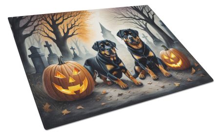 Rottweiler Spooky Halloween Glass Cutting Board Large Decorative Tempered Glass Kitchen Cutting and Serving Board Large Size Chopping Board