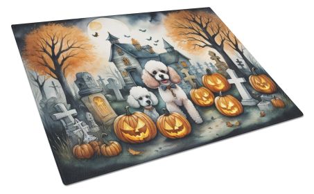 Poodle Spooky Halloween Glass Cutting Board Large Decorative Tempered Glass Kitchen Cutting and Serving Board Large Size Chopping Board