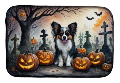 Papillon Spooky Halloween Dish Drying Mat Absorbent Dish Drying Mat Pad for Kitchen Counter Dish Drainer Mat for Countertop, 14 x 21, Multicolor