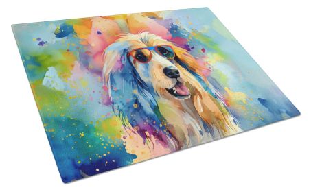 Afghan Hound Hippie Dawg Glass Cutting Board Large Decorative Tempered Glass Kitchen Cutting and Serving Board Large Size Chopping Board