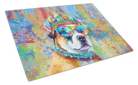 Akita Hippie Dawg Glass Cutting Board Large Decorative Tempered Glass Kitchen Cutting and Serving Board Large Size Chopping Board