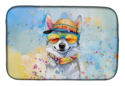 Alaskan Klee Kai Hippie Dawg Dish Drying Mat Absorbent Dish Drying Mat Pad for Kitchen Counter Dish Drainer Mat for Countertop, 14 x 21, Multicolor