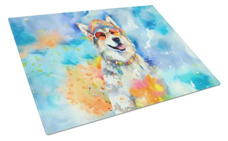 Alaskan Malamute Hippie Dawg Glass Cutting Board Large Decorative Tempered Glass Kitchen Cutting and Serving Board Large Size Chopping Board