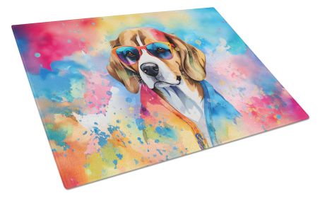 Beagle Hippie Dawg Glass Cutting Board Large Decorative Tempered Glass Kitchen Cutting and Serving Board Large Size Chopping Board