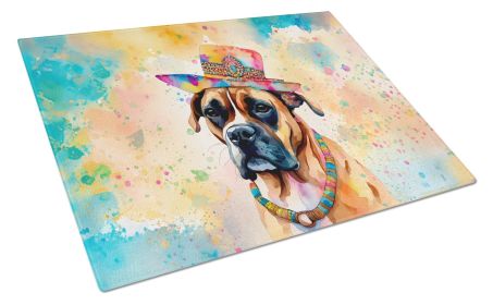 Boxer Hippie Dawg Glass Cutting Board Large Decorative Tempered Glass Kitchen Cutting and Serving Board Large Size Chopping Board