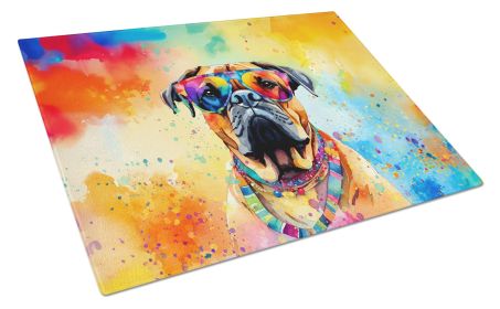 Bullmastiff Hippie Dawg Glass Cutting Board Large Decorative Tempered Glass Kitchen Cutting and Serving Board Large Size Chopping Board