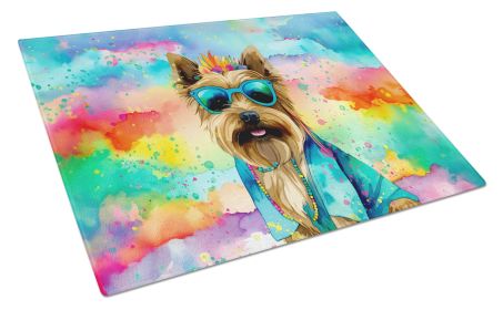 Cairn Terrier Hippie Dawg Glass Cutting Board Large Decorative Tempered Glass Kitchen Cutting and Serving Board Large Size Chopping Board