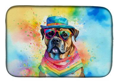 Cane Corso Hippie Dawg Dish Drying Mat Absorbent Dish Drying Mat Pad for Kitchen Counter Dish Drainer Mat for Countertop, 14 x 21, Multicolor