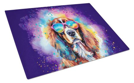 Cavalier Spaniel Hippie Dawg Glass Cutting Board Large Decorative Tempered Glass Kitchen Cutting and Serving Board Large Size Chopping Board