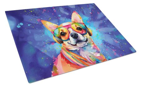 Chihuahua Hippie Dawg Glass Cutting Board Large Decorative Tempered Glass Kitchen Cutting and Serving Board Large Size Chopping Board