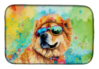 Chow Chow Hippie Dawg Dish Drying Mat Absorbent Dish Drying Mat Pad for Kitchen Counter Dish Drainer Mat for Countertop, 14 x 21, Multicolor