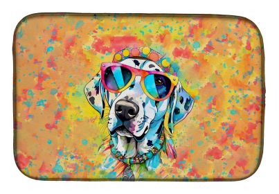 Dalmatian Hippie Dawg Dish Drying Mat Absorbent Dish Drying Mat Pad for Kitchen Counter Dish Drainer Mat for Countertop, 14 x 21, Multicolor
