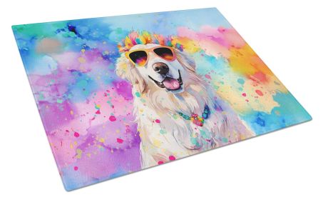 Great Pyrenees Hippie Dawg Glass Cutting Board Large Decorative Tempered Glass Kitchen Cutting and Serving Board Large Size Chopping Board