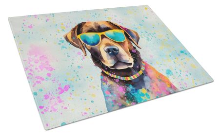 Chocolate Labrador Hippie Dawg Glass Cutting Board Large Decorative Tempered Glass Kitchen Cutting and Serving Board Large Size Chopping Board