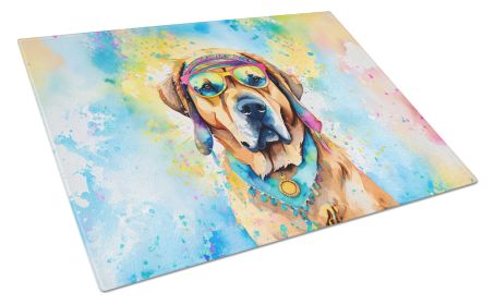 Mastiff Hippie Dawg Glass Cutting Board Large Decorative Tempered Glass Kitchen Cutting and Serving Board Large Size Chopping Board