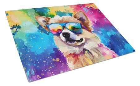 Pomeranian Hippie Dawg Glass Cutting Board Large Decorative Tempered Glass Kitchen Cutting and Serving Board Large Size Chopping Board
