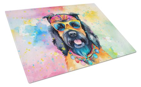 Scottish Terrier Hippie Dawg Glass Cutting Board Large Decorative Tempered Glass Kitchen Cutting and Serving Board Large Size Chopping Board