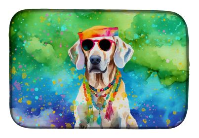 Weimaraner Hippie Dawg Dish Drying Mat Absorbent Dish Drying Mat Pad for Kitchen Counter Dish Drainer Mat for Countertop, 14 x 21, Multicolor