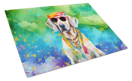 Weimaraner Hippie Dawg Glass Cutting Board Large Decorative Tempered Glass Kitchen Cutting and Serving Board Large Size Chopping Board