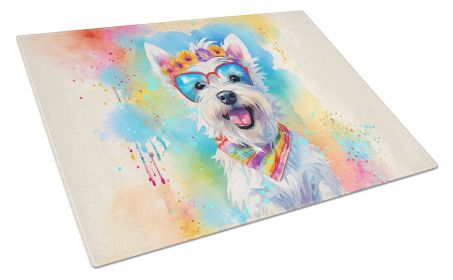 Westie Hippie Dawg Glass Cutting Board Large Decorative Tempered Glass Kitchen Cutting and Serving Board Large Size Chopping Board