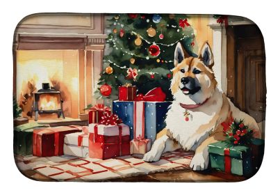 Akita Cozy Christmas Dish Drying Mat Absorbent Dish Drying Mat Pad for Kitchen Counter Dish Drainer Mat for Countertop, 14 x 21, Multicolor
