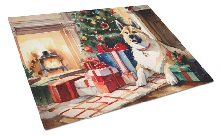 Akita Cozy Christmas Glass Cutting Board Large Decorative Tempered Glass Kitchen Cutting and Serving Board Large Size Chopping Board