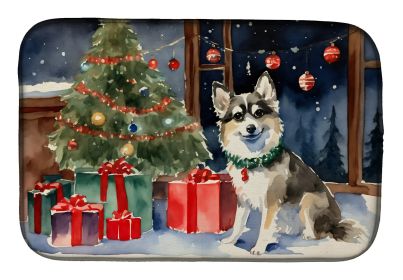 Alaskan Klee Kai Cozy Christmas Dish Drying Mat Absorbent Dish Drying Mat Pad for Kitchen Counter Dish Drainer Mat for Countertop, 14 x 21, Multicolor
