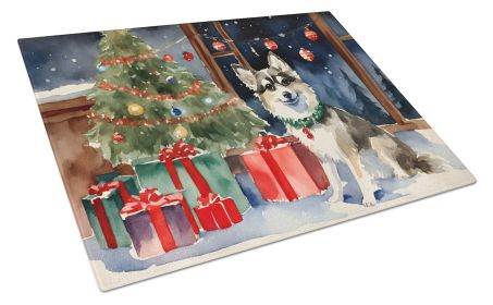Alaskan Klee Kai Cozy Christmas Glass Cutting Board Large Decorative Tempered Glass Kitchen Cutting and Serving Board Large Size Chopping Board