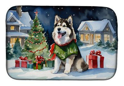 Alaskan Malamute Cozy Christmas Dish Drying Mat Absorbent Dish Drying Mat Pad for Kitchen Counter Dish Drainer Mat for Countertop, 14 x 21, Multicolor
